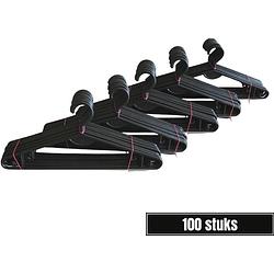 Foto van Synx tools kledinghangers 100 stuks zwart hanger met broeklat
