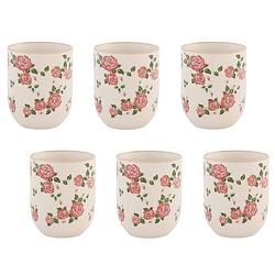 Foto van Haes deco - mokken set van 6 - ø 6x8 cm / 100 ml - met bloemen - mok