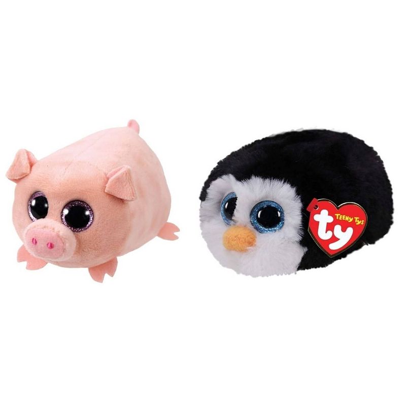 Foto van Ty - knuffel - teeny ty's - curly pig & waddles penguin