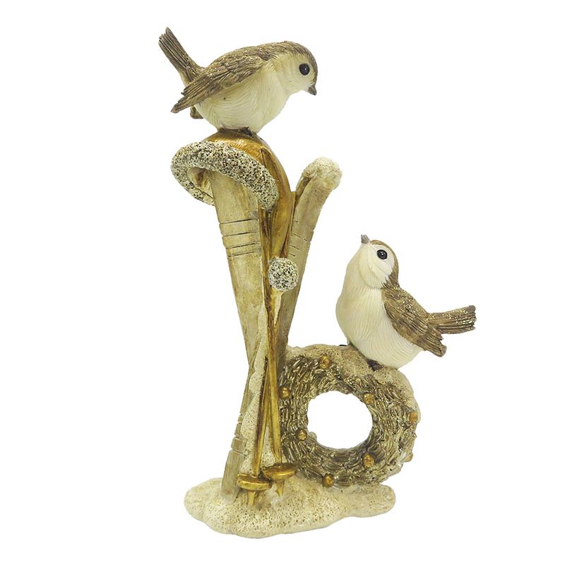 Foto van Clayre & eef beeld vogels 18 cm goudkleurig kunststof woonaccessoires decoratieve accessoires goudkleurig