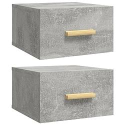 Foto van The living store nachtkastjes 2 st wandgemonteerd 35x35x20 cm betongrijs - kast