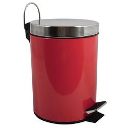 Foto van Msv prullenbak/pedaalemmer - metaal - rood - 5l - 20 x 28 cm - badkamer/toilet  - pedaalemmers