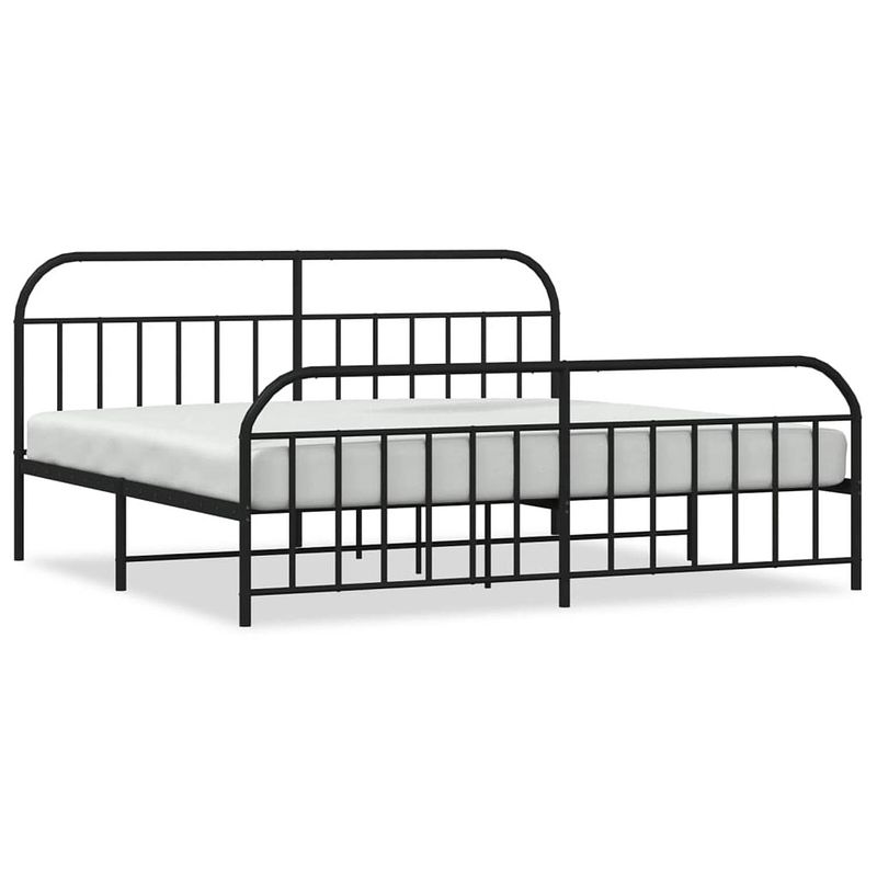 Foto van Vidaxl bedframe met hoofd- en voeteneinde metaal zwart 200x200 cm