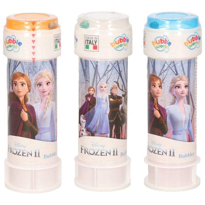 Foto van 3x disney frozen 2 bellenblaas flesjes met bal spelletje in dop 60 ml voor kinderen - bellenblaas