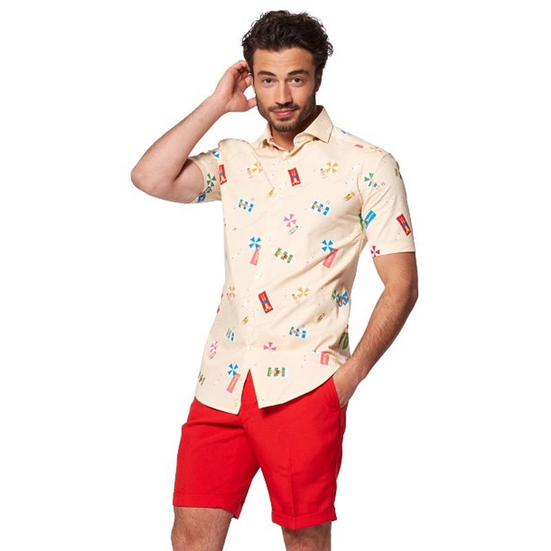 Foto van Opposuits overhemd beach life heren polyester beige