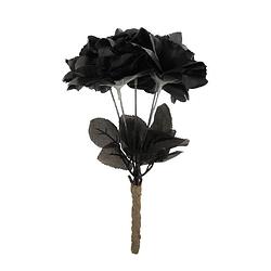 Foto van Halloween rozenboeket met zwarte rozen 35 cm - verkleedattributen