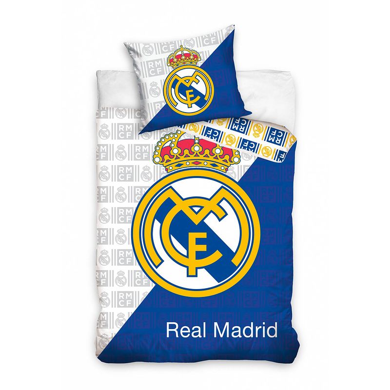 Foto van Real madrid dekbedovertrek 140 x 200 cm wit/blauw 60 x 80 cm