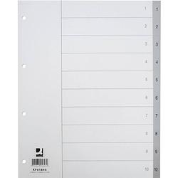 Foto van Q-connect numerieke tabbladen, a4, pp, 1-10, met indexblad, grijs 25 stuks