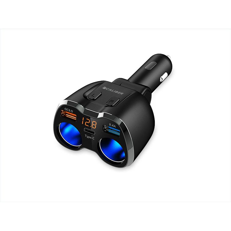 Foto van Caliber autolader - sigarettenaansteker splitter - 2x usb - 1x usb-c - 12/24 v - snellader (ps23)