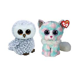 Foto van Ty - knuffel - beanie boo's - owlette owl & opal cat