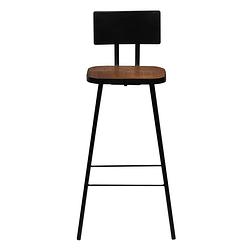 Foto van The living store barstoelen - gerecycled hout - 45 x 36 x 99 cm - stalen frame