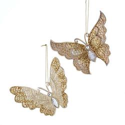 Foto van Kurt s. adler - gold/ivory butterfly with glitter 5.2 inch