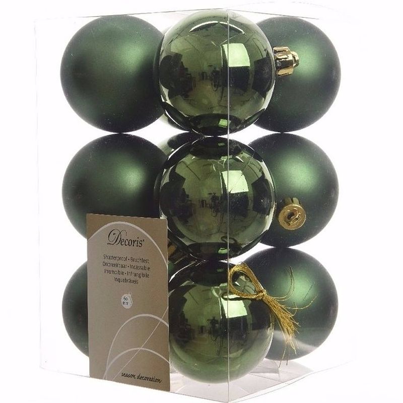 Foto van Ambiance christmas kerstboom decoratie kerstballen groen 12 stuks - kerstbal