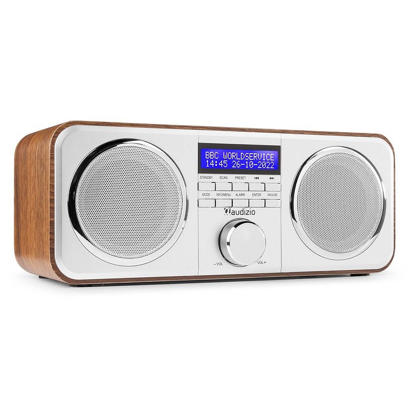 Foto van Dab radio met fm - audizio novara - stereo - 40 watt - 20 voorkeurszenders - zilver