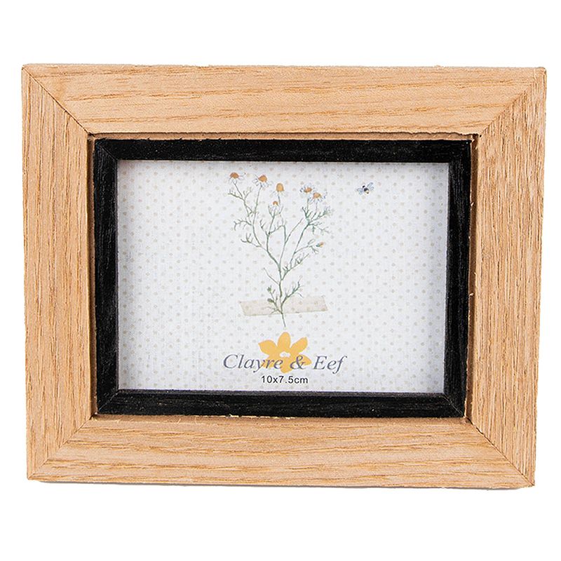 Foto van Clayre & eef fotolijst 7*10 cm bruin zwart mdf fotokader wissellijst foto frame bruin fotokader wissellijst