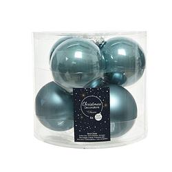 Foto van Kerstbal glas d8cm o.blauw ass 6st