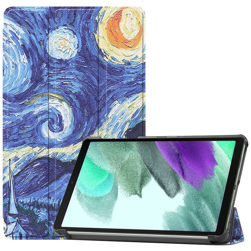 Foto van Basey samsung galaxy tab s6 lite hoesje kunstleer hoes case cover - sterrenhemel