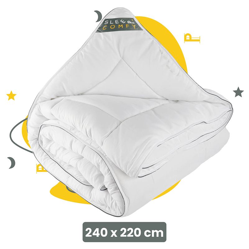 Foto van Sleep comfy - white soft series - all year dekbed enkel 240x220 cm - anti allergie dekbed - tweepersoons dekbed