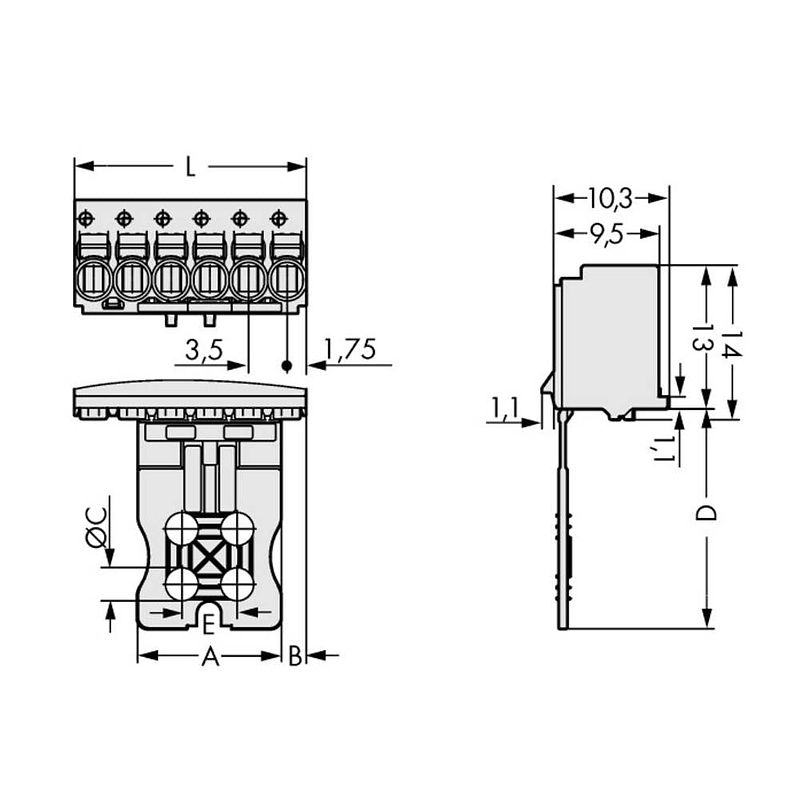 Foto van Wago 2091-1106/000-1000 male behuizing-board 2091 totaal aantal polen: 6 rastermaat: 3.50 mm 50 stuk(s)