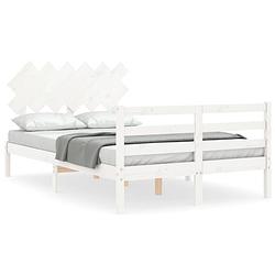 Foto van The living store bed grenenhouten - wit - 195.5 x 140.5 x 81 cm - multiplex lattenbodem