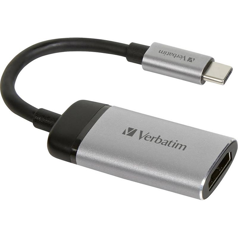 Foto van Verbatim 49143 usb-c® adapter [1x usb-c® stekker - 1x hdmi-bus] zilver (mat) 0.10 m