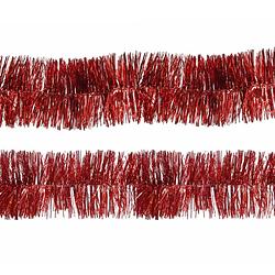 Foto van Decoris folie kerstslingers 4x stuks - rood - kunststof - 270 cm - kerstslingers