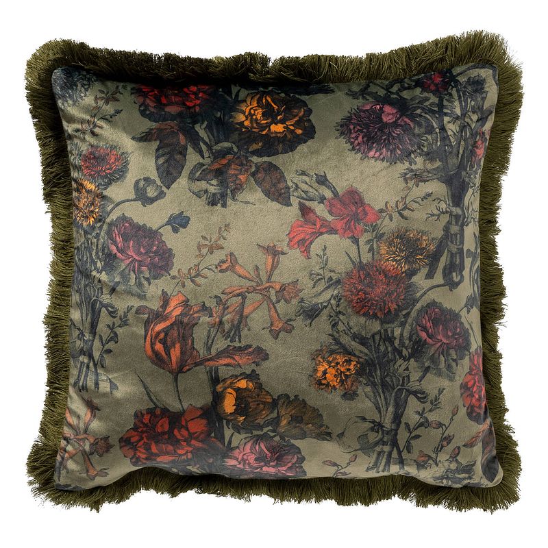 Foto van Dutch decor - yasmin - sierkussen 45x45 cm military olive - groen