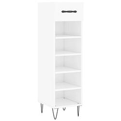 Foto van The living store schoenenkast - houten kast - 30x35x105 cm - hoogglans wit