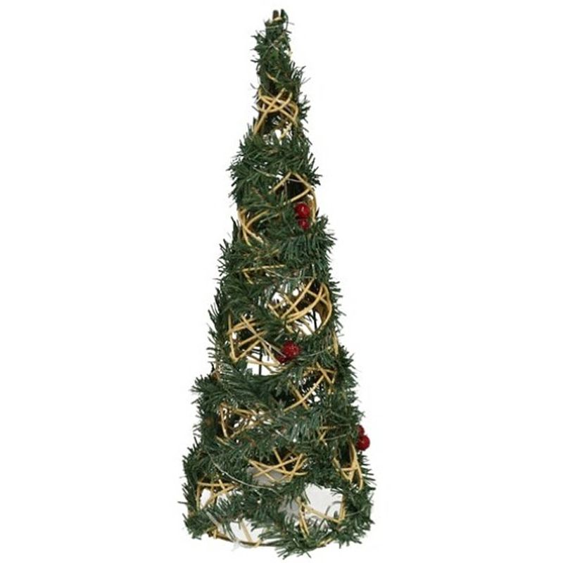 Foto van Kerstverlichting figuren led kegel kerstboom draad/groen 40 cm 20 leds - kerstverlichting figuur