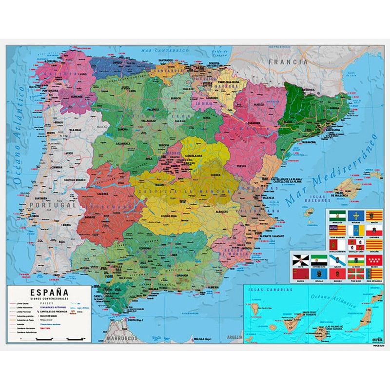 Foto van Grupo erik map of spain poster 50x40cm