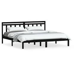 Foto van The living store bedframe zwart - grenenhout - 205.5 x 206 x 100 cm - geschikt voor 200 x 200 cm matras