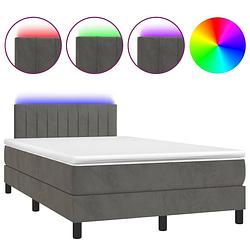 Foto van The living store boxspring bed - donkergrijs fluweel - led-verlichting - pocketvering matras - huidvriendelijk