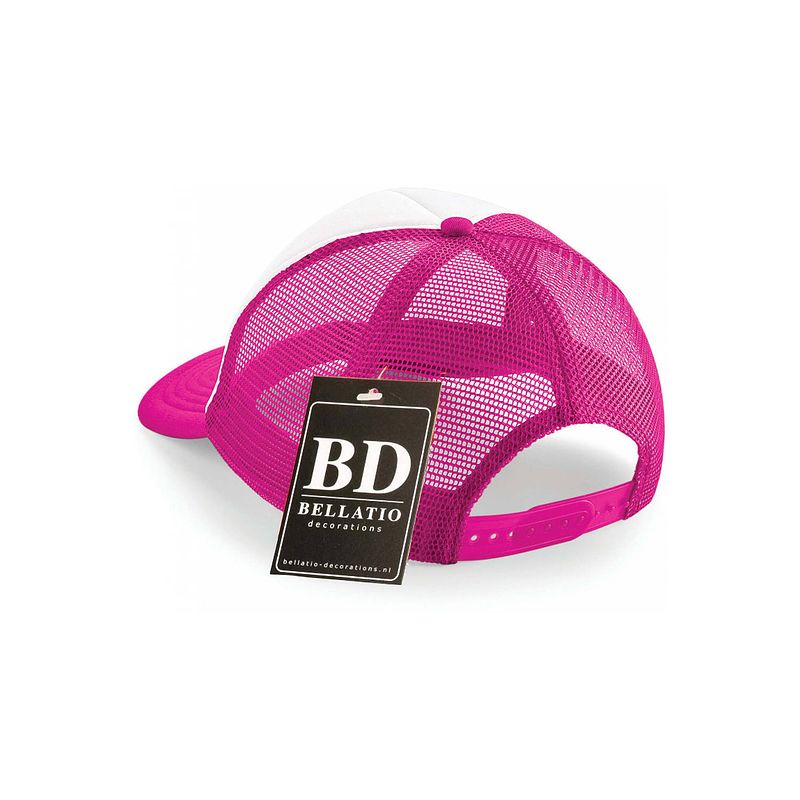 Foto van Roze fuchsia/ wit bride to be snapback cap/ truckers pet dames - vrijgezellenfeest petjes - verkleedhoofddeksels