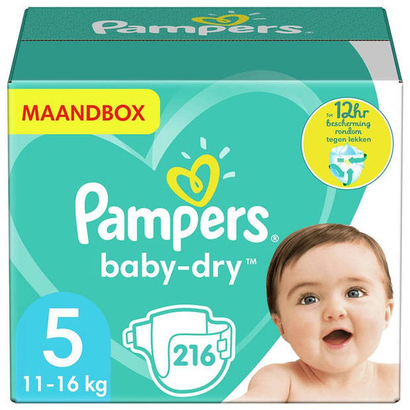 Foto van Pampers - baby dry - maat 5 - maandbox - 216 luiers