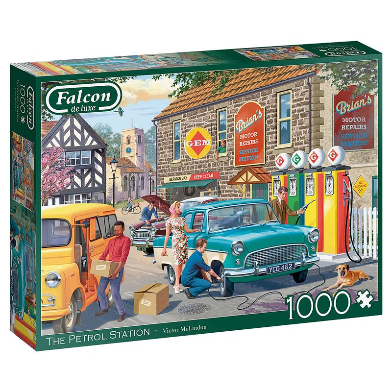 Foto van Falcon legpuzzel the petrol station 68 x 50 karton 1000 stukjes