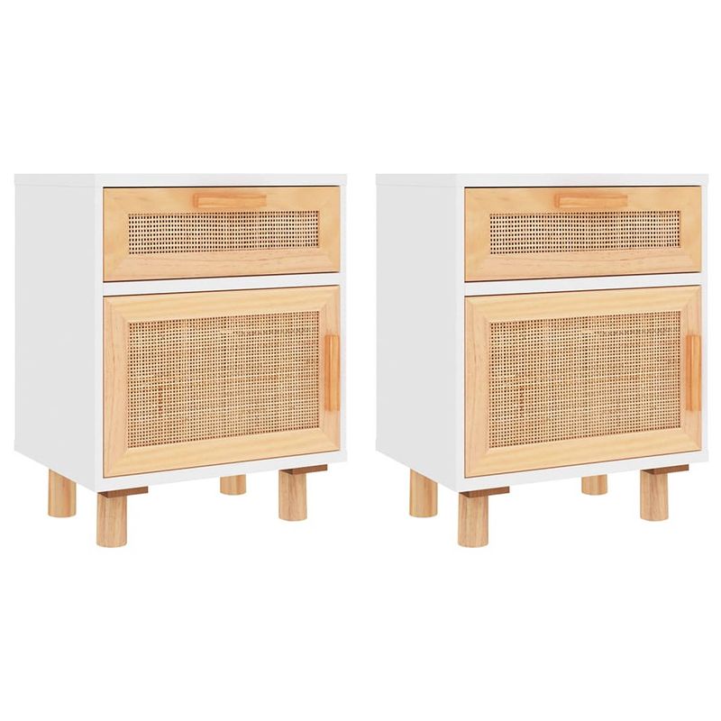 Foto van The living store nachtkastje - scandinavisch design - wit - 40 x 30 x 50 cm - met lade en 2 vakken