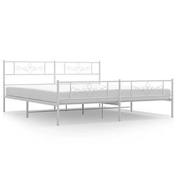 Foto van Vidaxl bedframe met hoofd- en voeteneinde metaal wit 200x200 cm