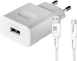 Foto van Huawei quick charge oplader 18w + usb c kabel nylon 2m zwart