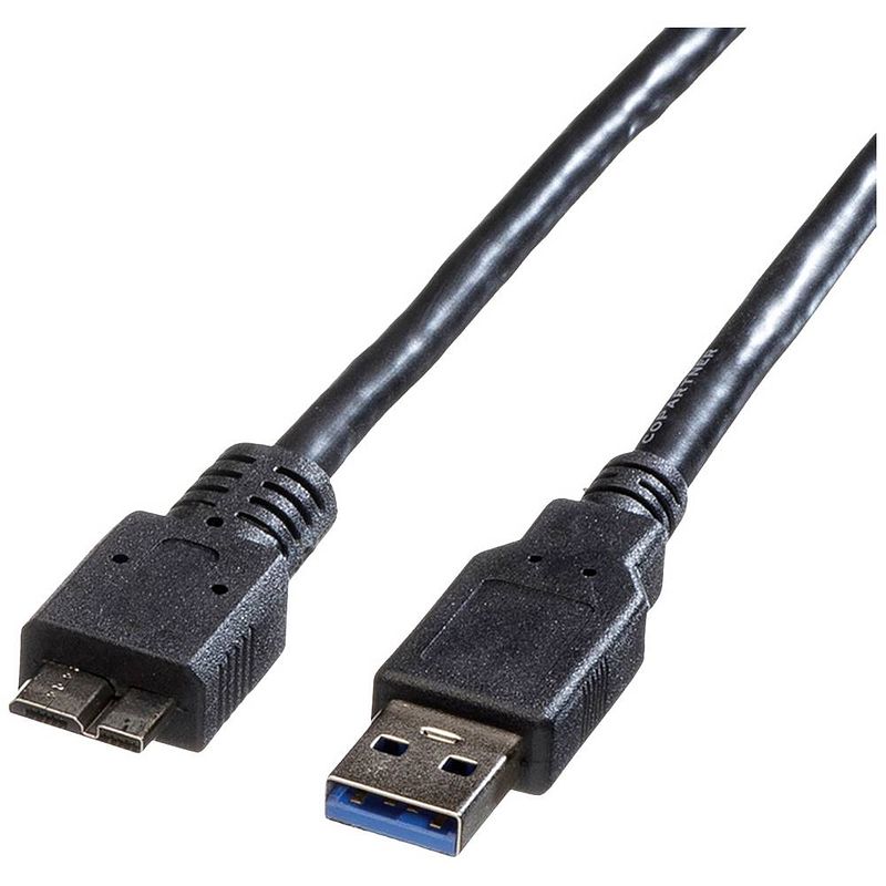 Foto van Roline usb-kabel usb 3.2 gen1 (usb 3.0 / usb 3.1 gen1) usb-a stekker, usb-micro-b stekker 0.80 m zwart afgeschermd 11.02.8873