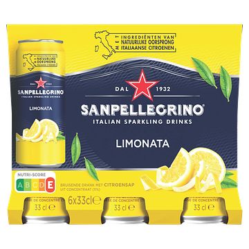 Foto van Sanpellegrino italian sparkling limonata blik 6 x 330ml bij jumbo