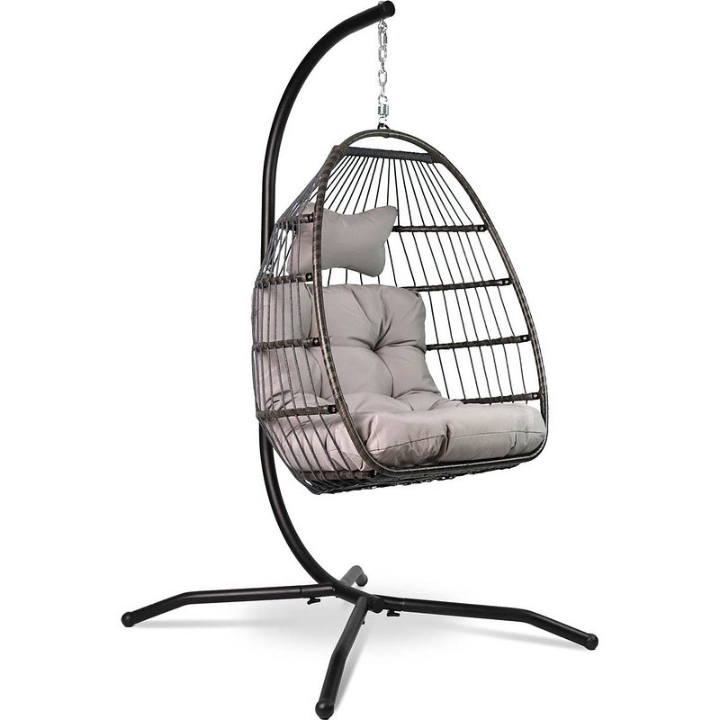 Foto van Vita5 egg hangstoel - met standaard - binnen en buiten - cocoon stoel - opvouwbaar - tot 150kg - incl. kussen