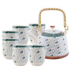 Foto van Haes deco - chinese thee set - theepot met 6 kleine kopjes - porselein - blauwe bloemetjes