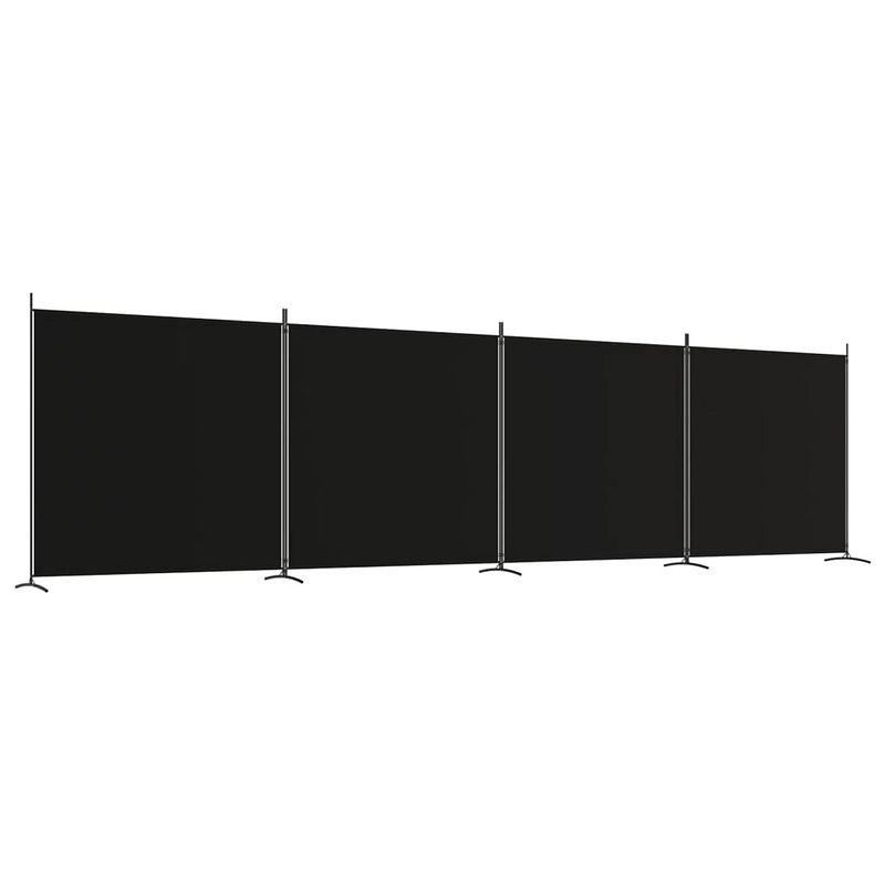 Foto van The living store kamerscherm - 4 panelen - polyester stof - zwart - 698 x 180 cm - inklapbaar