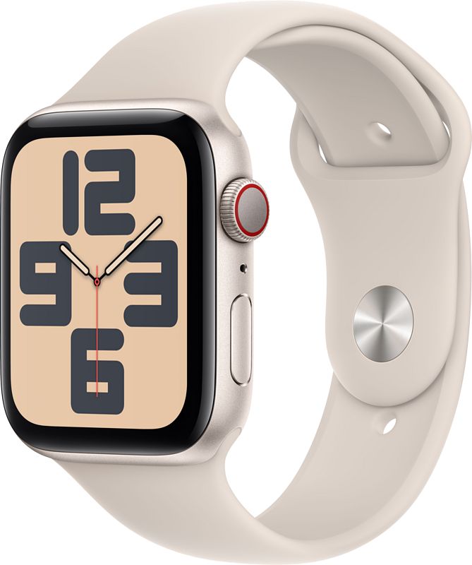 Foto van Apple watch se (2022) 4g 44mm starlight aluminium sportband s/m