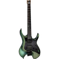 Foto van Mooer gtrs guitars wing 900 aurora green headless intelligent guitar met wireless systeem en gigbag