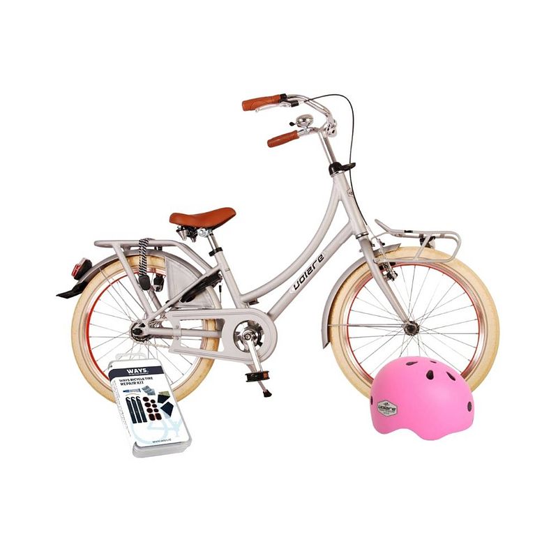 Foto van Volare kinderfiets oma classic - 20 inch - mat zilver - met fietshelm en accessoires