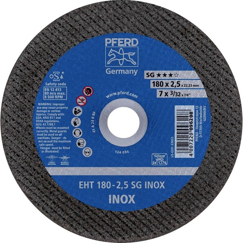 Foto van Pferd eht 180-2,5 sg inox 61326423 doorslijpschijf recht 180 mm 22.23 mm 25 stuk(s)