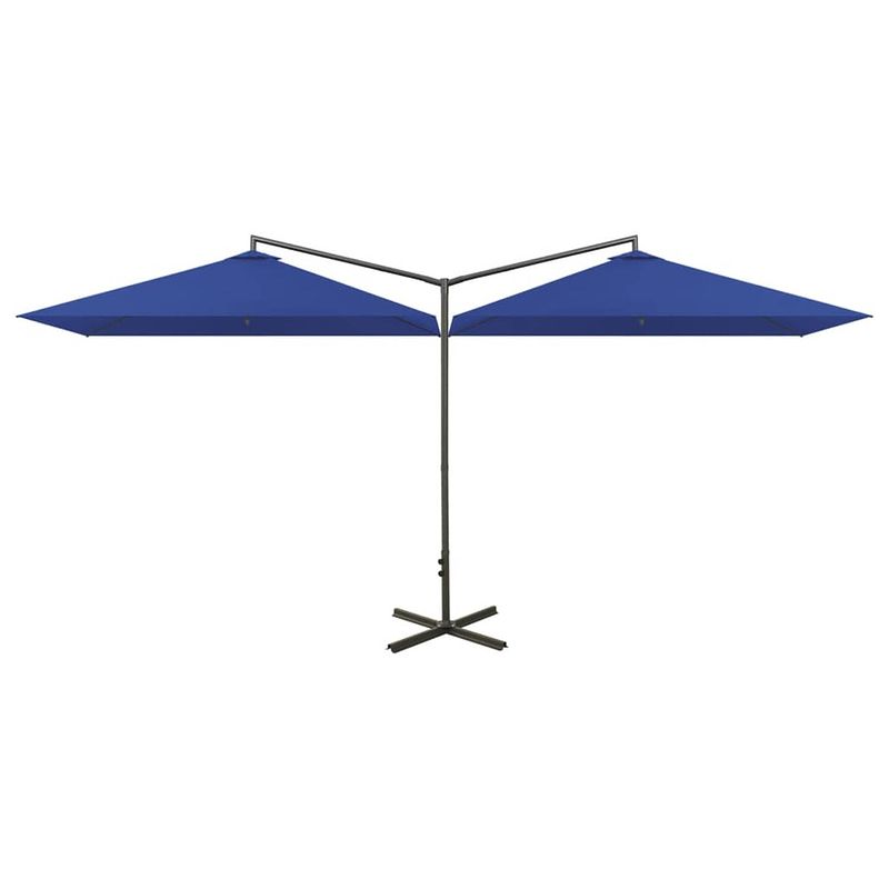 Foto van Vidaxl parasol dubbel met stalen paal 600x300 cm azuurblauw