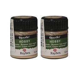 Foto van 2x acrylverf/hobbyverf beige 15 ml hobby materiaal - hobbyverf