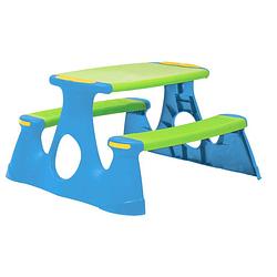 Foto van The living store picknickbank - kinderen - blauw/groen - 89.5 x 84.5 x 48 cm - pp - max - 30 kg